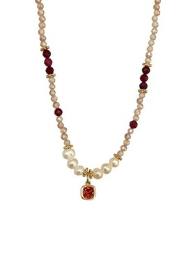 芒果mg饰品轻奢珍珠项链女轻奢小众高级感锁骨链红色新款爆款气质