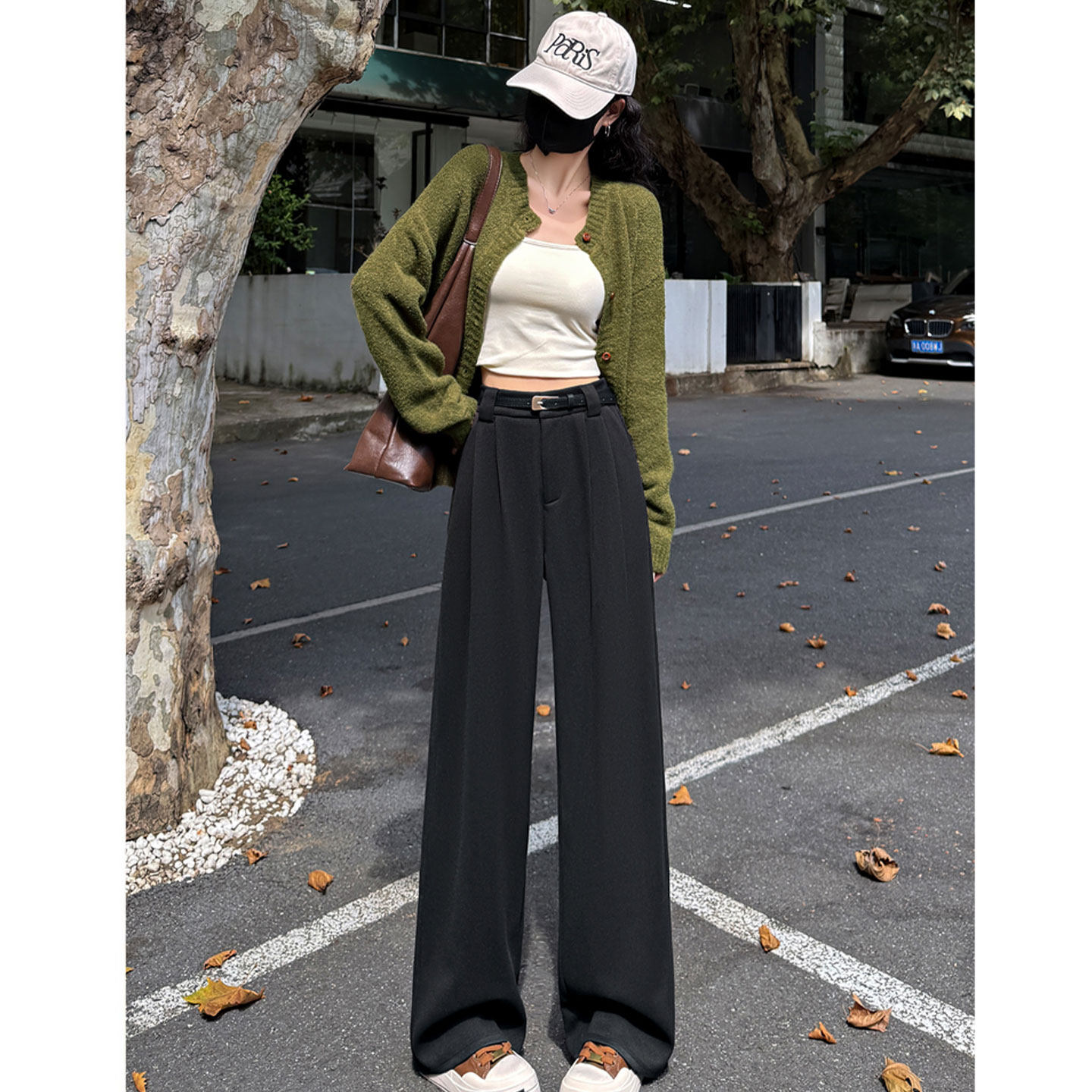 黑色毛呢阔腿西装裤女秋冬季高级高腰垂感小个子直筒拖地休闲裤子,淘宝优惠券,粉丝福利购,淘宝优惠卷