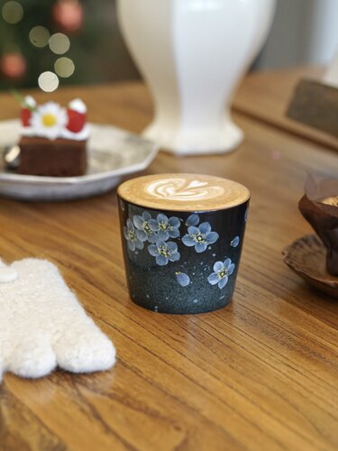 花间树里。景德镇手绘釉下彩黑夜梅花咖啡杯拿铁拉花杯茶杯猪口杯 - 图1