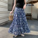 A-line printed floral chiffon skirt