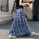 A-line printed floral chiffon skirt