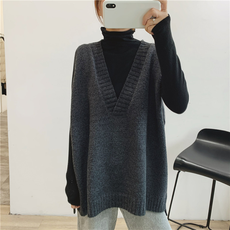 秋冬韩国潮流时尚大码宽松中长款V领羊绒马甲背心女外穿羊毛坎肩,淘宝优惠券,粉丝福利购,淘宝优惠卷