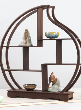 鸡翅木博古架小多宝阁摆件