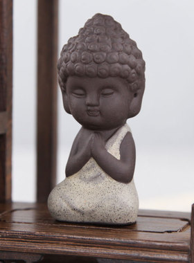 紫砂禅意中式风小和尚茶道摆件