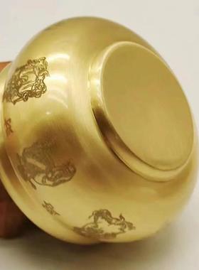 台湾黄铜五路财神聚宝盆风水摆件