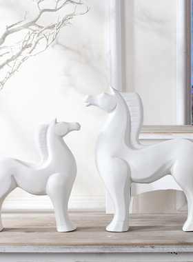 陶瓷黑白色酒柜玄关软装饰品摆件