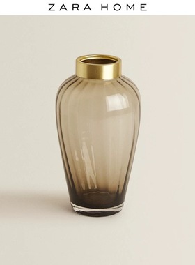 优质铜圈轻奢色玻光泽花瓶摆件