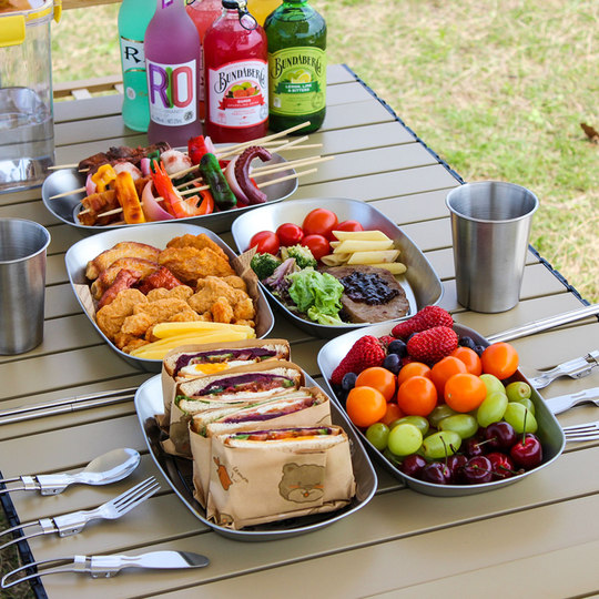Camping food plate portable outdoor barbecue tableware