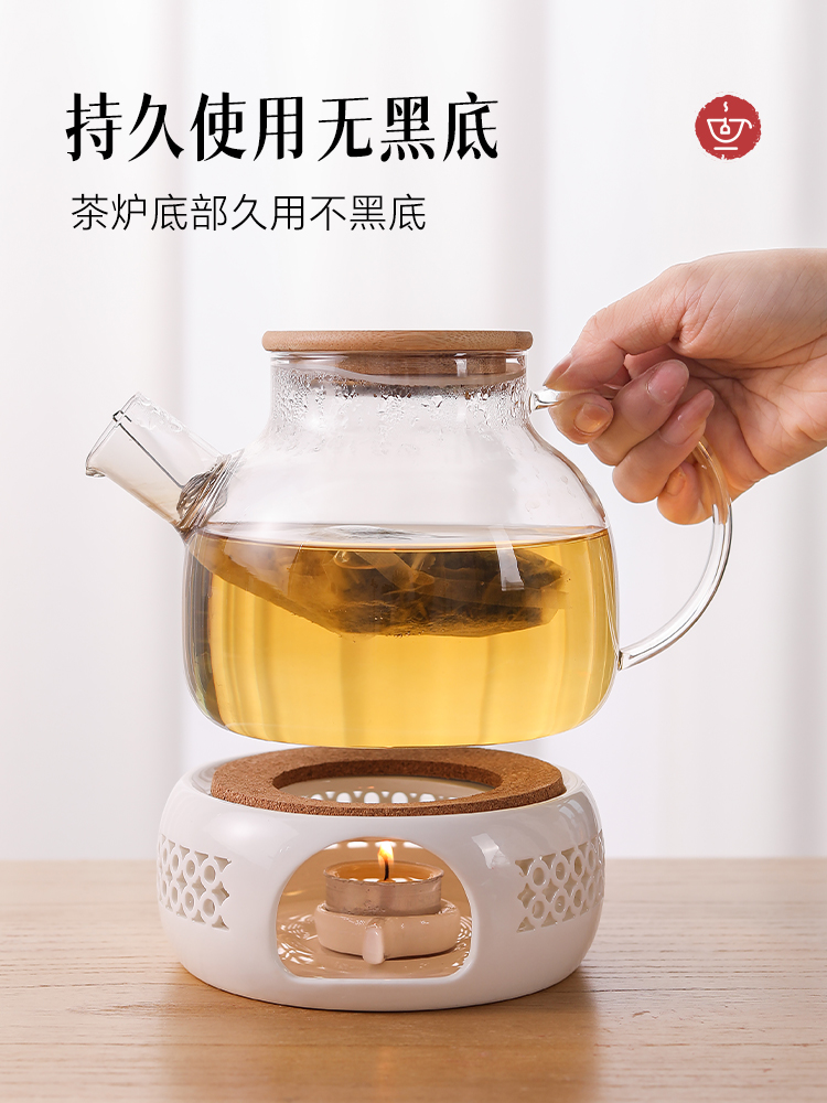 蜡烛煮茶加热炉烤橘子花茶壶烤茶温茶器茶炉加热底座酒精炉煮茶器 - 图0