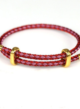 可调节转运珠防水钢丝绳红色手串