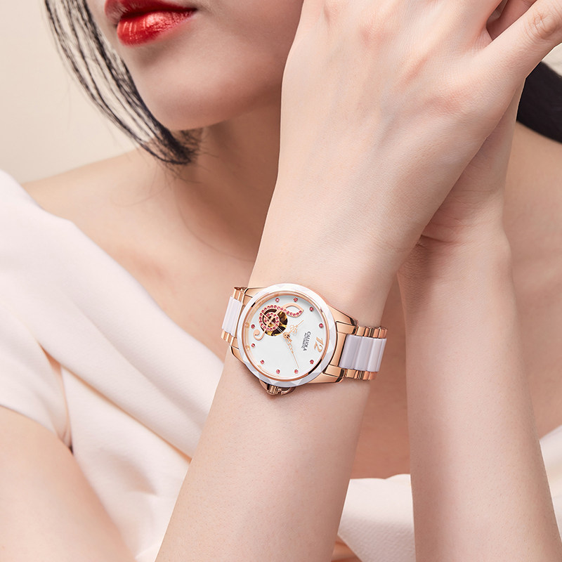 卡罗莱女士正品镶钻时尚机械女表 卡罗莱乔腾国产腕表