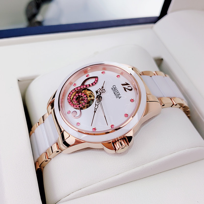 卡罗莱女士正品镶钻时尚机械女表 卡罗莱乔腾国产腕表