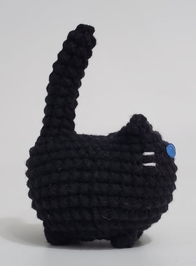 钩针玩偶diy毛线可爱小黑猫挂件