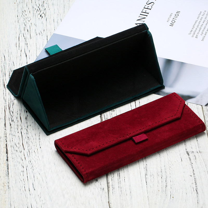 眼镜盒ins少女三角折叠便携墨镜盒复古文艺毛绒太阳镜盒创意个性,淘宝优惠券,粉丝福利购,淘宝优惠卷