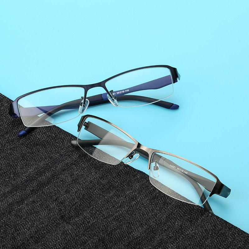 Men's radiation-proof half-frame titanium alloy glasses