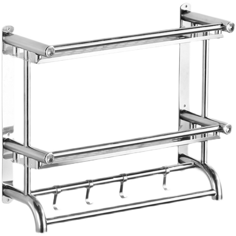 卫生间置物架免打孔浴室不锈钢毛巾架厕所洗手间洗漱台壁挂收纳架