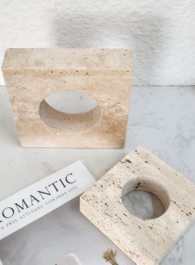 轻奢天然大理石黄洞石拱门书档