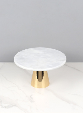 轻奢天然大理石蛋糕展示托盘