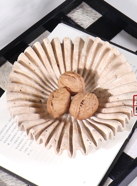 轻奢风大理石托盘客厅电视柜茶几样板房酒店创意装饰收纳果盘摆件