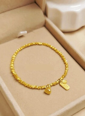 金店同款沙金碎金几两手链莲蓬平安大吉大利手链新中式送女友礼物