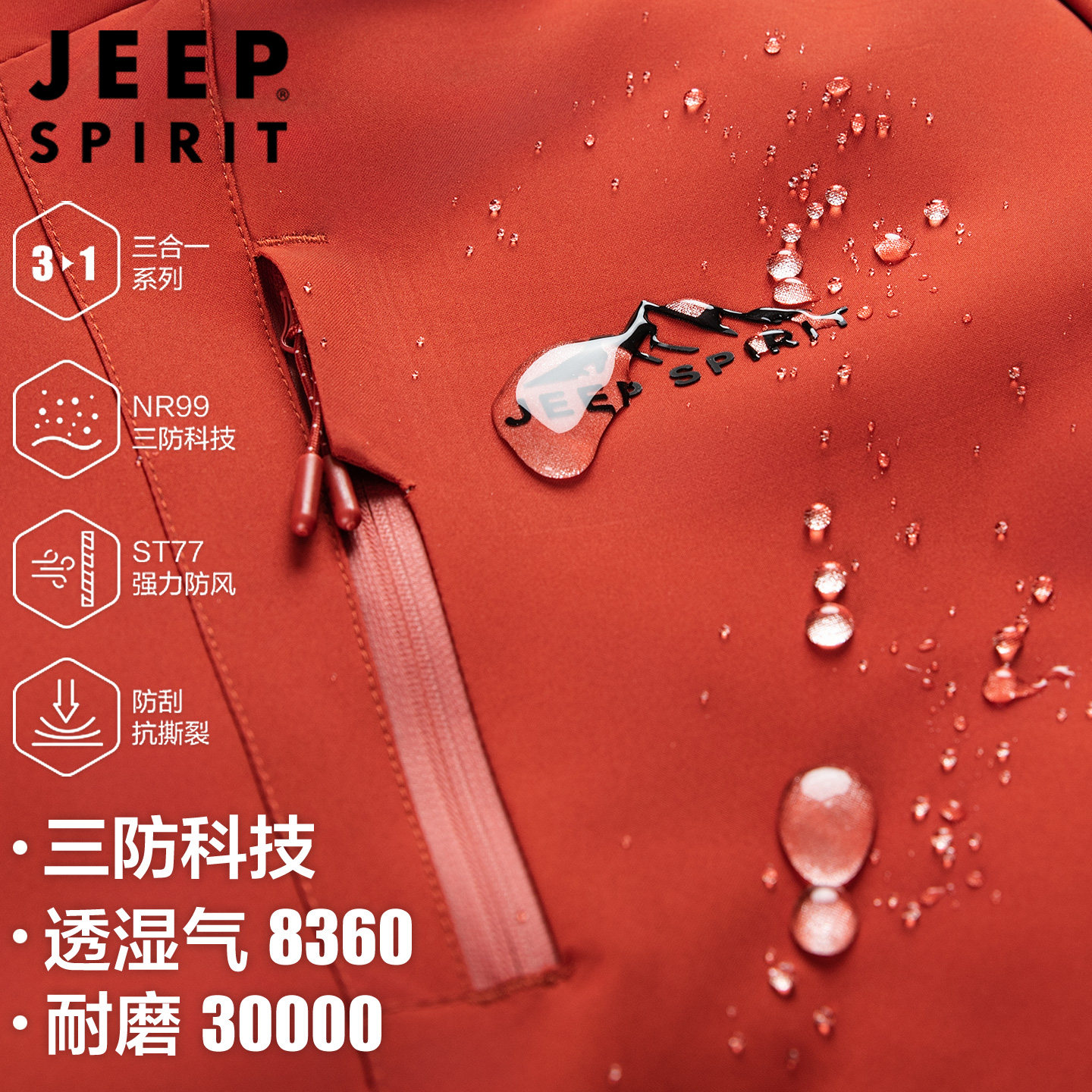 吉普冲锋衣男三合一可拆卸两件套防风防水秋冬款爸爸加绒夹克外套,淘宝优惠券,粉丝福利购,淘宝优惠卷