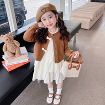 Girl Spring Autumn Slim Fit Sweater Suit Childrens Net Red Dress 2023 New Trendy Ocean Qi Autumn Clothing Baby Summer