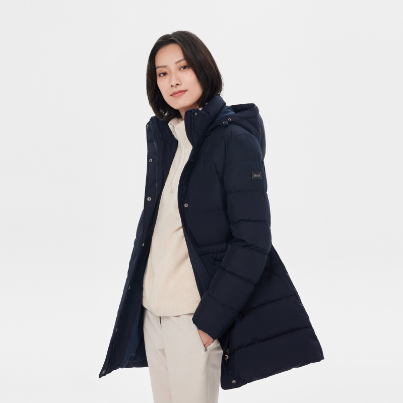 AIGLE艾高秋冬款GTX WS防风保暖中长款加厚白鹅绒极寒羽绒服女