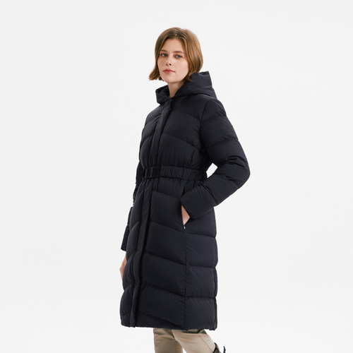 AIGLE艾高女士羽绒服鹅绒外套冬季防寒服收腰中长款防风保暖上衣 - 图2