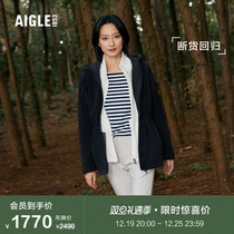 (Broken Stock Return) AIGLE Ai High Autumn Winter POLARTEC Warm Abrasion Resistant Full Zipper Grip Suede Jacket Woman