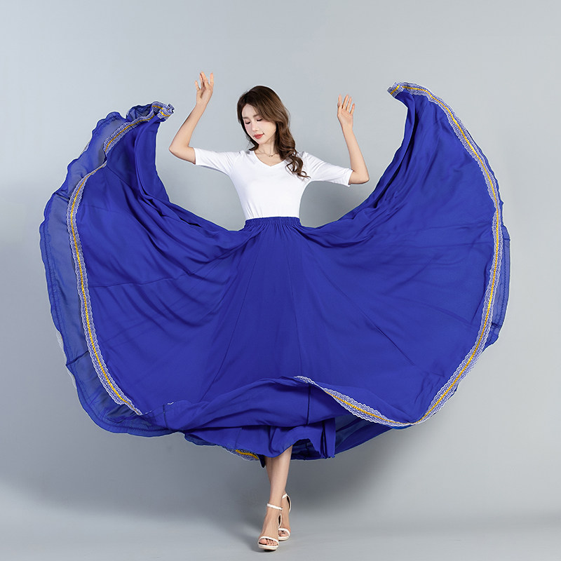 蕗依纯红色半身长裙女a字春夏雪纺显瘦新疆广场舞裙大摆720垂坠感,淘宝优惠券,粉丝福利购,淘宝优惠卷