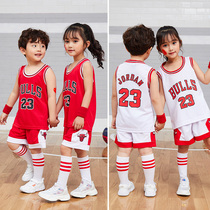 Childrens basketball training clothes set students summer kindergarten June 1 performance class Jordan No. 23 jersey print