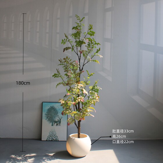 Simulated green plants high-end light luxury snowflake wood