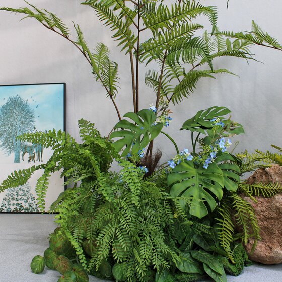 High-end simulated green plant indoor fern tree landscaping combination