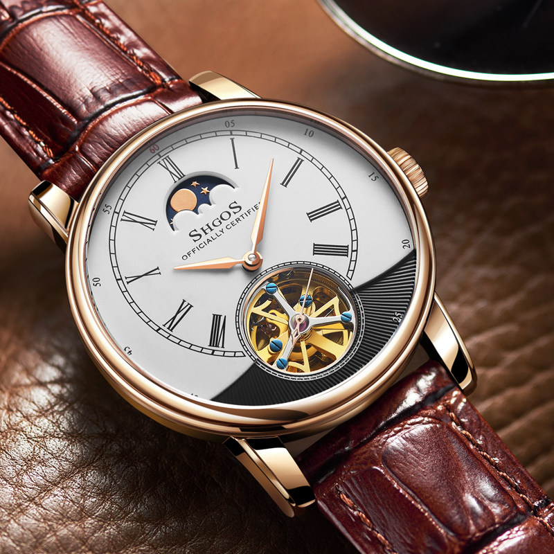 正品全自动镂空男士防水时尚机械表 威顿手表国产腕表