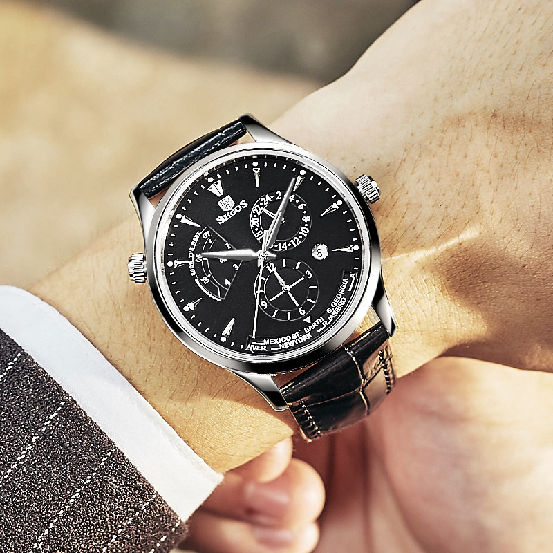 正品男士全自动皮带防水夜光机械表 威顿手表国产腕表