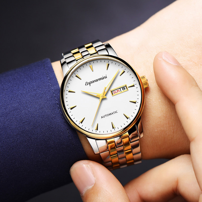 正品男士全自动钢带防水时尚机械表 威顿手表国产腕表