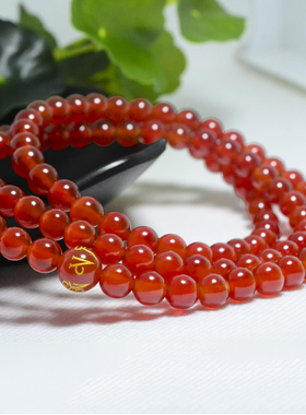 红色天然玛瑙佛珠水晶情侣首饰品