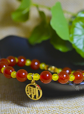 红黄色天然玛瑙玉髓女闺蜜水晶