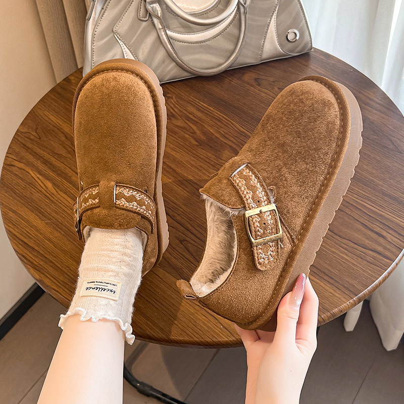 勃肯鞋女加绒2026冬季新款软底一脚蹬豆豆鞋平底舒适保暖毛毛棉鞋,淘宝优惠券,粉丝福利购,淘宝优惠卷