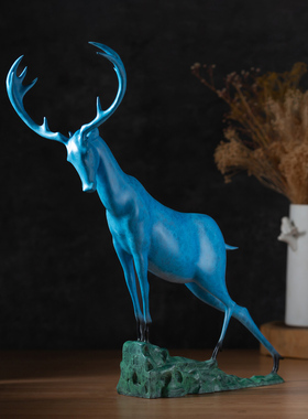 铜鹿摆件福运吉祥麋鹿家居客厅玄关电视柜摆件办公室桌面中式装饰