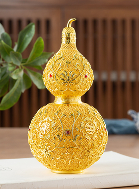 花丝吉祥铜葫芦摆件家居客厅办公桌面装饰乔迁开业结婚礼物送新人