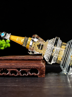 水晶莲聚塔佛塔供家用供佛摆件