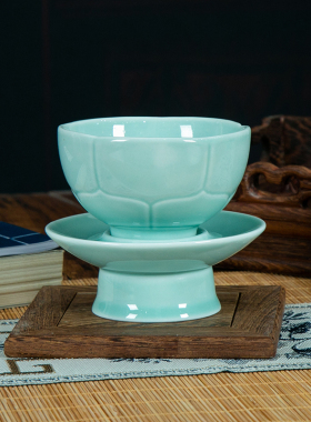 陶瓷供佛贡碗高脚斋饭碗水碗