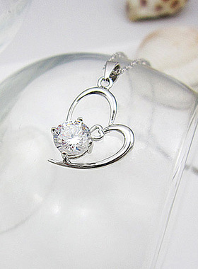 心形时尚风短款韩版银项链送女友