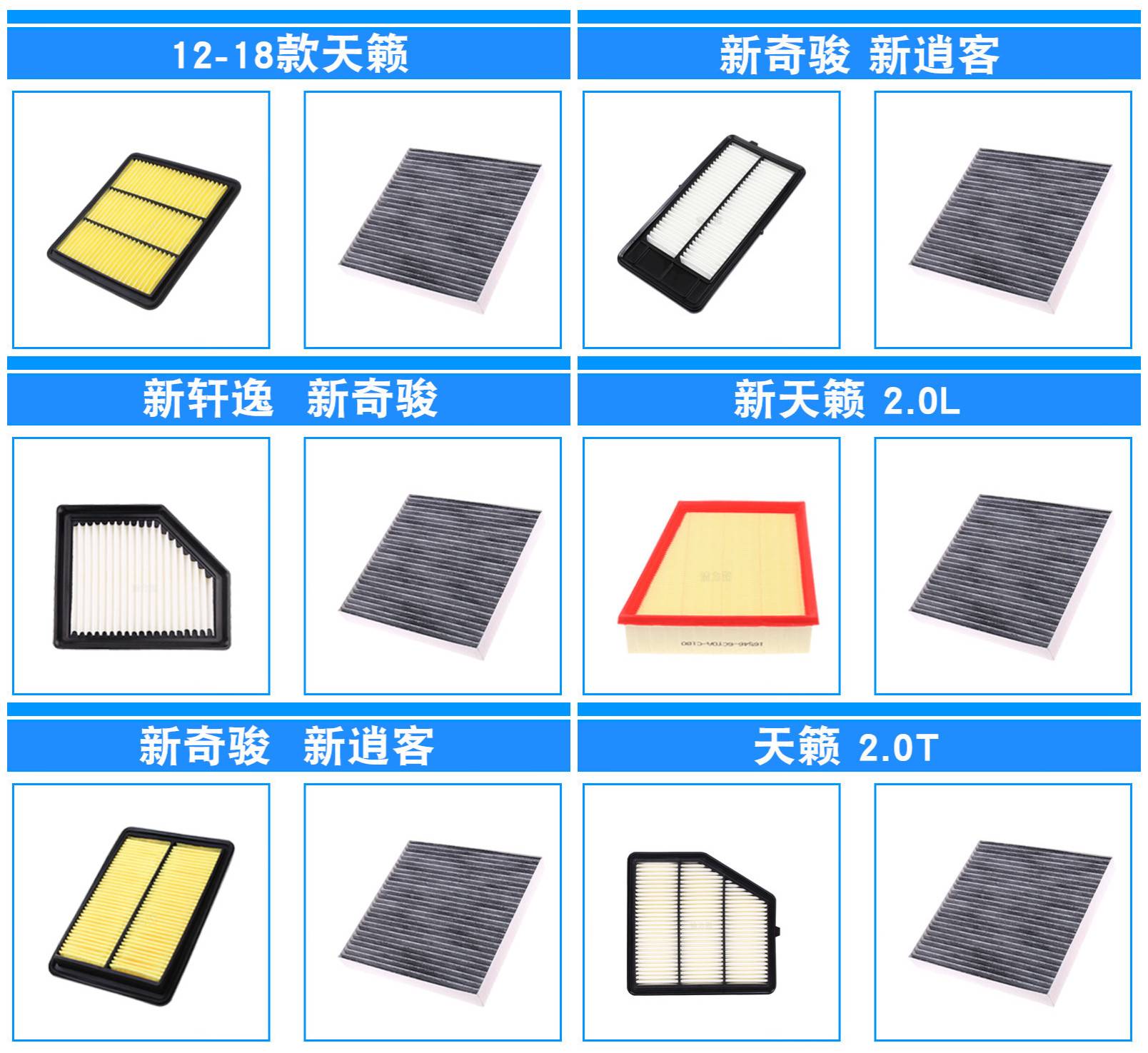 新轩逸骐达蓝鸟逍客玛驰天籁奇骏逍客空气滤芯空调滤清器格-图3