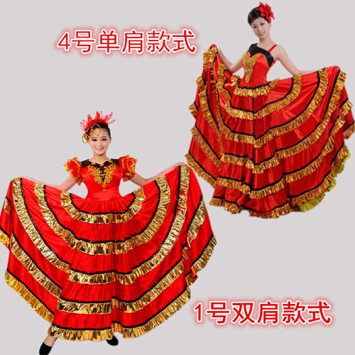 开场舞大摆裙西班牙斗牛舞演出服长裙广场舞新款成人女现代舞蹈服 - 图2