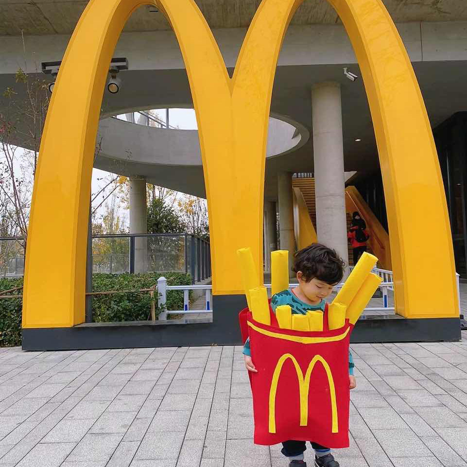 万圣节cos儿童服装男童麦当劳薯条衣服女孩装扮表演男宝演出服男