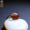 Xinjiang Hotan jade seed red Qin inlaid gold ring