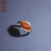 Xinjiang Hotan jade seed red Qin inlaid gold ring