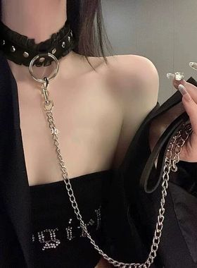 【保密发货】铃铛项圈女牵引绳项链颈环choker链条颈带